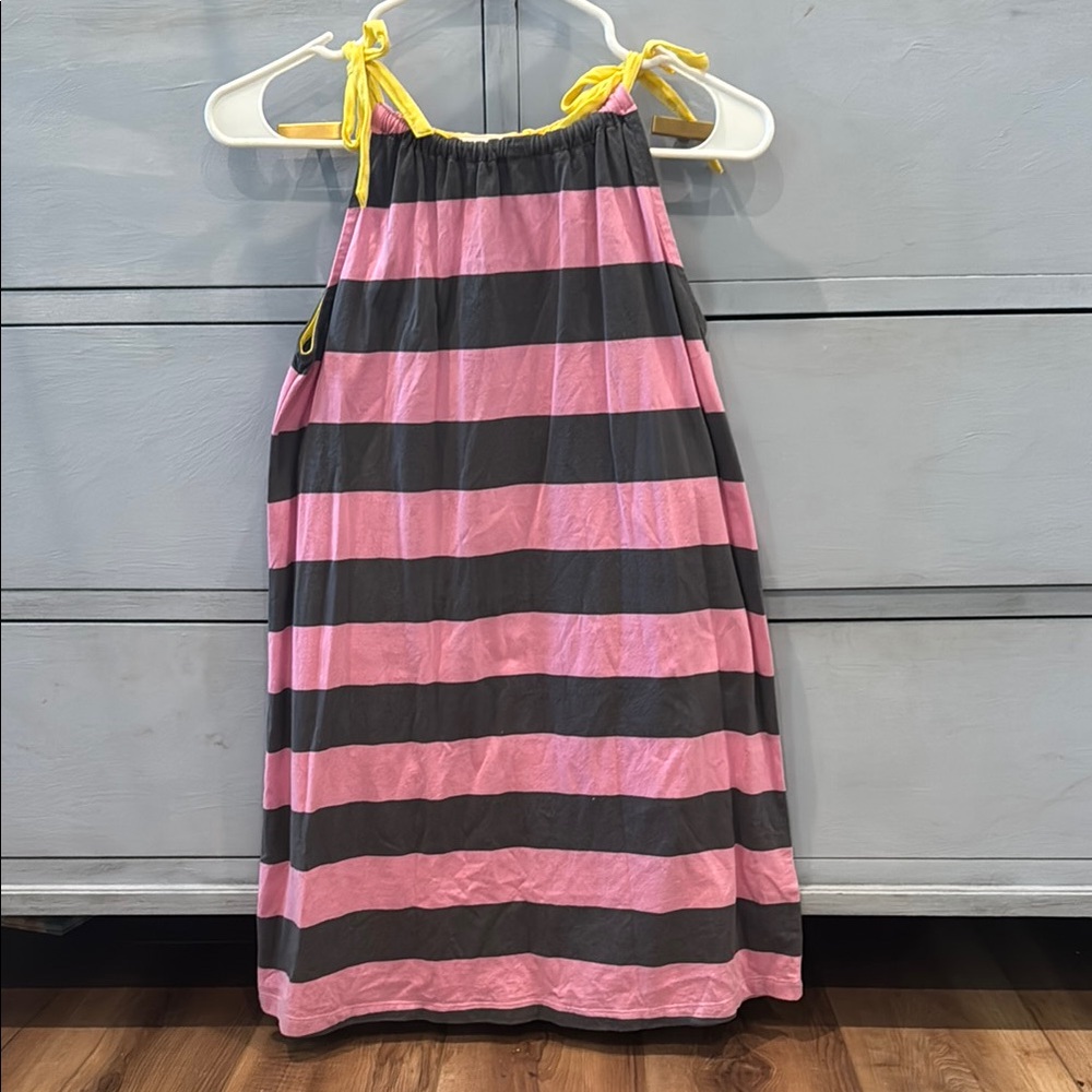Hanna Andersson Pink & Grey Striped Pillowcase Dress Girl's Size 140 (size 10)